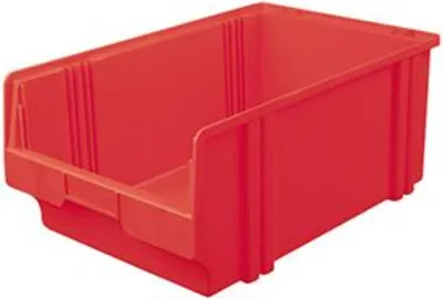 Produktbild von LA KA PE Sichtlagerkasten Größe 1B rot Länge 500 / 450 x Breite 300 x Höhe 200mm aus Polystyrol stapelbar - LK1B