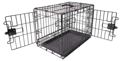 Produktbild von Amazon Basics Hundekäfig, Metall, Doppeltür, Schwarz, L 61 x B 46 x H 49 cm