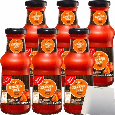 Produktbild von Gut & Günstig Schaschlik-Sauce würzig-pikant 6er Pack (6x250ml Glas) + usy Block