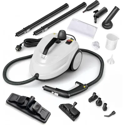 Produktbild von 2000W Dampfreiniger mit 13 Zubehör, 5 bar Bodendampfreiniger bis zu 160°C & 108m², Handdampfreiniger mit 1,8L Tank & verlängerbare Bediengriff (Weiß)