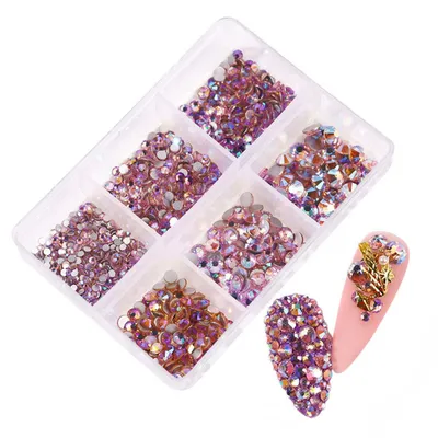 Produktbild von 900 Stück Hotfix Strasssteine Nägel, Kristall Strasssteine für Nagelkunst, Stil: 7