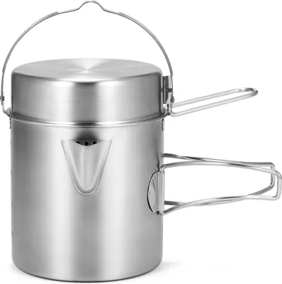 Produktbild von Camping Topf 1L Edelstahl Tasse Topf Faltbare Camping Kochtopf mit Deckel und klappbarem Griff Outdoor Geschir Kochgeschirr für Camping Wandern