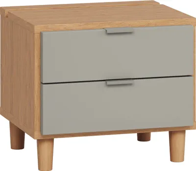 Produktbild von Nachtkommode Nanez 16, Farbe: Eiche / Grau - Abmessungen: 40 x 45 x 40 cm (H x B x T)