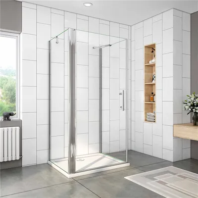 Produktbild von U-Duschkabine 90x195cm U-Form Drehtür Duschabtrennung 6mm NanoGlas Dusche mit 90x90x195cm Seitenwand
