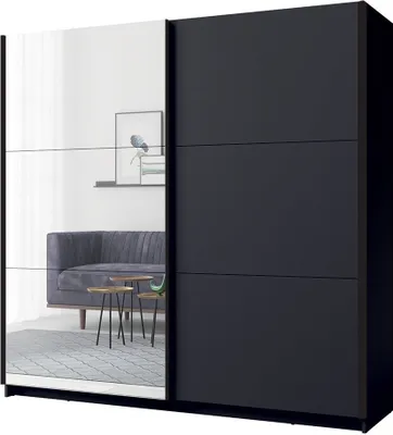 Image de Armoire collection 200 cm 2 portes coulissantes avec miroir - gris graphite - Collection ARSALA