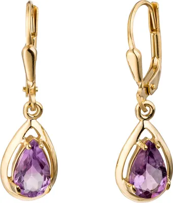 Produktbild von Boutons Ohrhänger 8x27,7mm Amethyste flieder Tropfen 333 Gold Gelbgold
