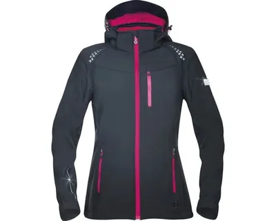 Obrázek produktu pro Softshellová bunda FLORET dámská černá s růžovými zipy XL