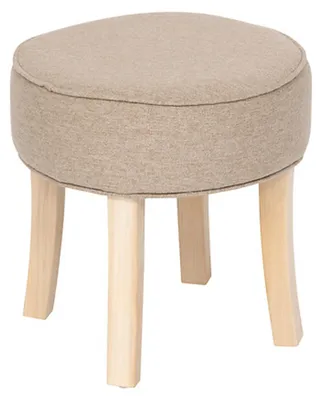 Produktbild von Atmosphera Sitzhocker - Holz/Stoff - beige Samt - D35 x H40 cm