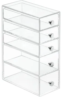 Produktbild von mDesign Schubladenbox Aufbewahrung Organizer 5 Schubfächer Ablage Transparent