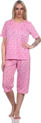 Produktbild von Damen Capri Pyjama mit kurzen Ärmeln; Altrosa/XL/42