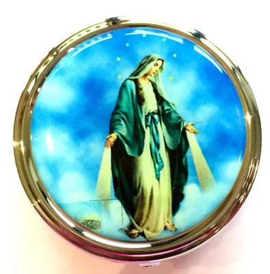 Silberner Pyx Rosenkranz-Box, emailliert, 5 x 18 mm