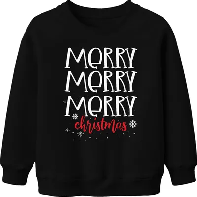 Obrázek produktu pro Merry Merry Merry Christmas - vánoční dárek Uni dětský vánoční svetr, černý, 116 ks