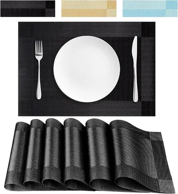 Produktbild von PolkaHome® Set von 6 Tischsets aus PVC, hitzebeständig 45 x 30 cm, rutschfest, abwischbar, schmutzabweisend