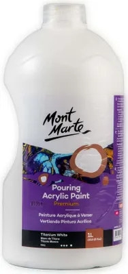 Produktbild von MONT MARTE PREMIUM Pouring Acrylfarbe, Gieß-Acryl - Weiß 1 L - mit Klappverschluss, lichtecht - bereits mit Pouring Medium vorgemischt