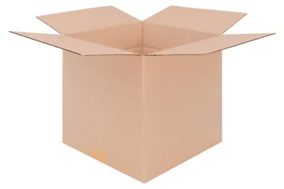 An open, empty cardboard box.