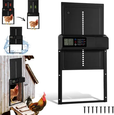 Immagine prodotto di Jayseuw porta polli automatica a tempo/manuale, porta polli automatica in lega di alluminio, porta polli elettrica a prova di freddo | LCD | IPX4