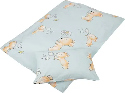 Produktbild von Kinder Bettwäsche 2-tlg 100x135cm/40x60cm Bärchen blau Baumwolle Reißverschluss