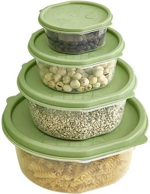Immagine prodotto di Set di 4 contenitori per alimenti con coperchio (0,2 L, 0,5 L, 1 L, 2 L), contenitori per alimenti con coperchio, contenitori per pasti, contenitori per alimenti freschi adatti a lavastoviglie, microonde e congelatore