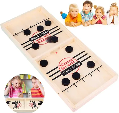 Produktbild von Brettspiel Hockey, Bouncing Brettspiel,Katapult Brettspiel,Fast Sling Puck Game,Katapult Schach,Tisch Hockey Brettspiel,Bouncing Chess Hockey Game,Puck Spiel Holz