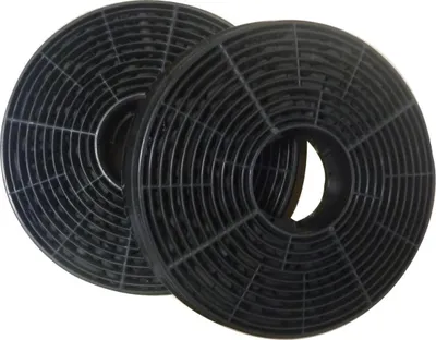 Two black activated carbon filters for a range hood.