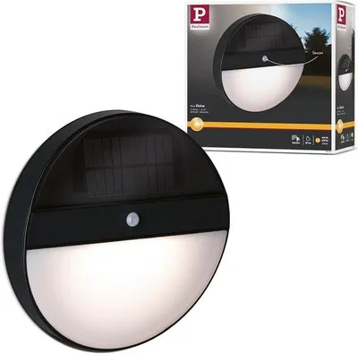 Productafbeelding van Ronde LED Buiten Wandlamp op Zonne-energie IP44 Warm Wit Licht