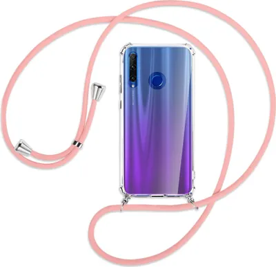 Produktbild von Handykette Backcover-Schutzhülle mit Band (Metall silberfarben) für Honor 20 Lite / 20e - rosa