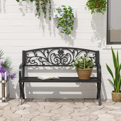 Produktbild von Sweiko 2-Sitzer Gartenbank Sitzbank 240kg belastbar Bank Gartenmöbel für den Innen- und Außenbereich geeignet 127x60x85 cm Schwarz