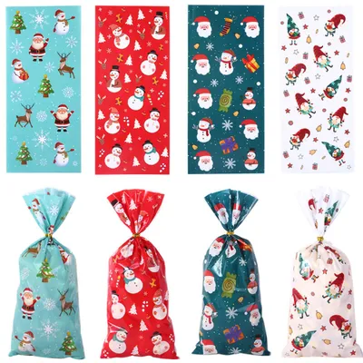Produktbild von PRECORN Geschenktüten Weihnachten 50er Set - Adventskalender Tüten zum Befüllen, Nikolaus Goodie Bags, Geschenkbeutel mit Weihnachtsmotiven