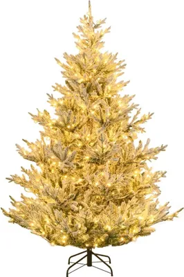 Image de Sapin de Noël artificiel de 210 cm avec lumières et neige artificielle