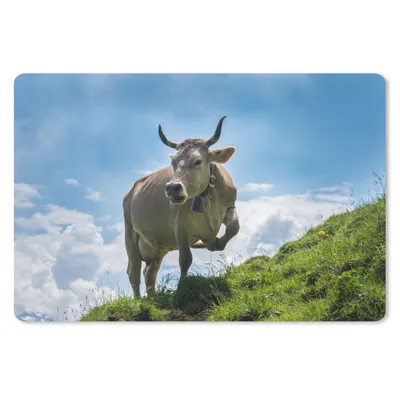 Produktbild von MuchoWow® Schreibtischunterlage Kuh - Gras - Alpen 60x40 cm - XXL Mauspad - Großes Mauspad