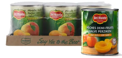 Obrázok produktu pre Del Monte Polovica Perziken v šťave, 6 x 825 g – Šťavnaté polovice broskýň