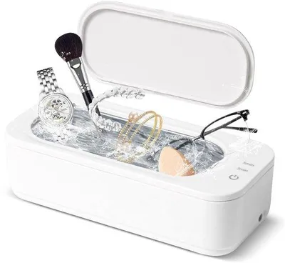 Image de Nettoyeur à ultrasons - 21,5 × 9,8 × 6,2 cm - Appareil à ultrasons 47 000 Hz - 350 ml de solution de nettoyage à ultrasons pour lunettes et accessoires