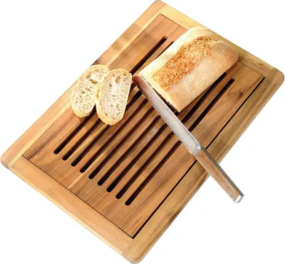 Immagine prodotto di Tagliere per il pane con vasca raccogli briciole, legno d'acacia, 47 x 32 cm