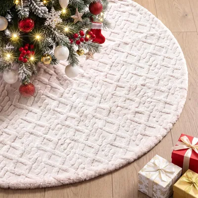 Productafbeelding van Kerstboomrok van imitatiebont, rond, diameter 150 cm, beige