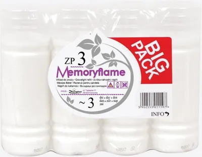 Zdjęcie produktu dla Wkład do znicza parafinowy ZNICZPLAST Memoryflame ZP3 72H 8szt.