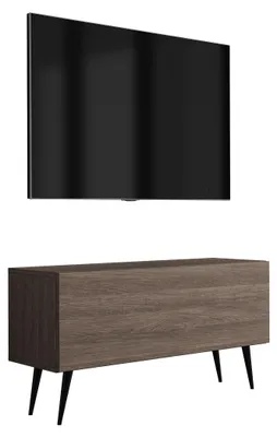 Zdjęcie produktu dla RTV stojak, czarne nóżki, dąb Dunin, 100 x 32 x 52 cm