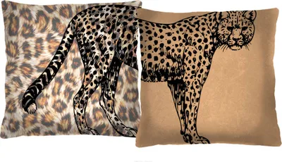 Produktbild von ARCO DESIGN Dekokissen 2er Set "Leopard" Farbig Stoffbezug 40 x 40 cm Dekokissen-set mit Füllung Dekokissen für Wohnzimmer Schlafzimmer