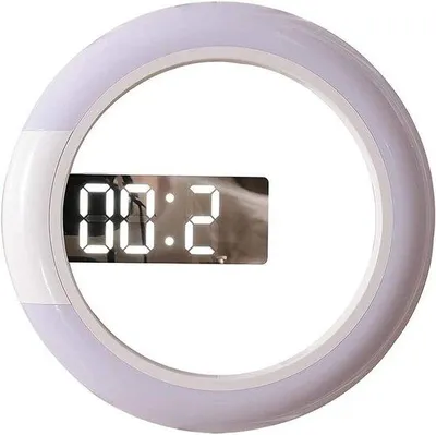 Produktbild von Wanduhr mit 12 Zoll LED-Spiegel, multifunktional mit 7 Lichtfarben, Temperaturanzeige und Fernbedienung