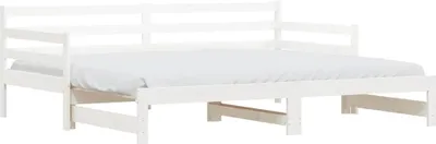 Produktbild von vidaXL Tagesbett Ausziehbar Weiß 90x200 cm Massivholz Kiefer
