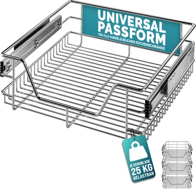 Produktbild von CASARIA® 2x Teleskopschublade Schrank Schubladen Ausziehbar 50cm 25kg Belastbar Verchromt Korbauszug mit Zubehör Haushalt Küchenschrank Kleiderschrank