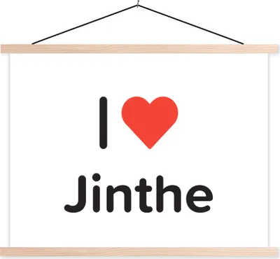 Produktbild von MuchoWow® Textilposter Ich liebe - Jinthe - Mädchen 60x45 cm mit holzfarbenen Rahmen - Bild
