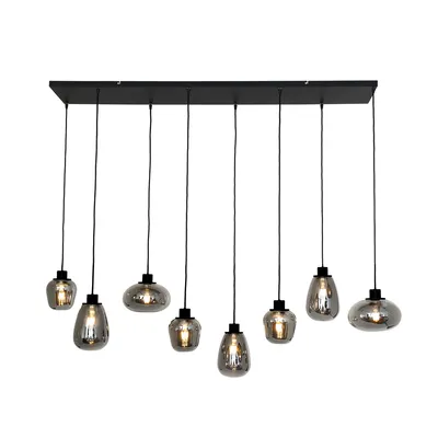 Produktbild von Steinhauer Pendelleuchte Reflexion 8-flammig Schwarz Matt/ Rauchglas 145x30cm
