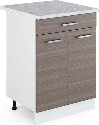 Produktbild von Vicco Küchenunterschrank R-Line, 60 cm mit Schublade, AP Marmor, Edelgrau/Weiß