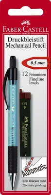 Produktbild von FABER-CASTELL 137598 Druckbleistift GRIP-MATIC - 0,5 mm, B, blau, 12 Feinminen auf Blisterkarte