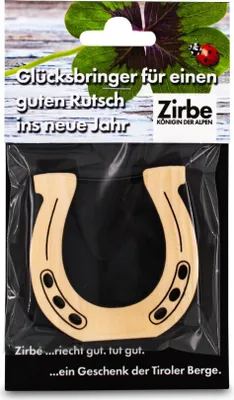 Produktbild von Glücksbringer aus Zirbe Hufeisen