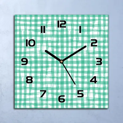 Produktbild von Wanduhr Echt-Glas-Küchenuhr Gezeichneter Kariert Quarz 30x30 Deko Bilder