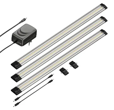 Zdjęcie produktu dla Oświetlenie LED podwieszane SIRIS, płaskie, po 50 cm, po 531 lm, ciepła biel, zestaw 3 sztuki – barwa światła: ciepła biel, zestaw 3 sztuki (w zestawie z układem sterującym)