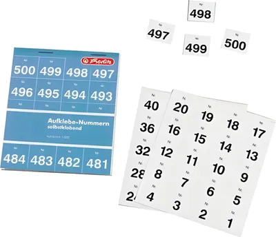 Produktbild von Herlitz Aufklebenummern selbstklebend Nummern 1-500 weiß