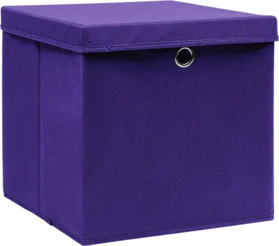 Obrázek produktu pro vidaXL Úložné boxy s víkem 10 ks. Fialové 32x32x32 cm Látka
