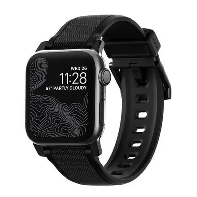 Produktbild von Nomad Rugged Armband / Schwarz hardware 45/46/49 mm – FKM Fluorelastomer-Gummi - Atmungsaktives, geripptes Design - Vollständig wasserdicht